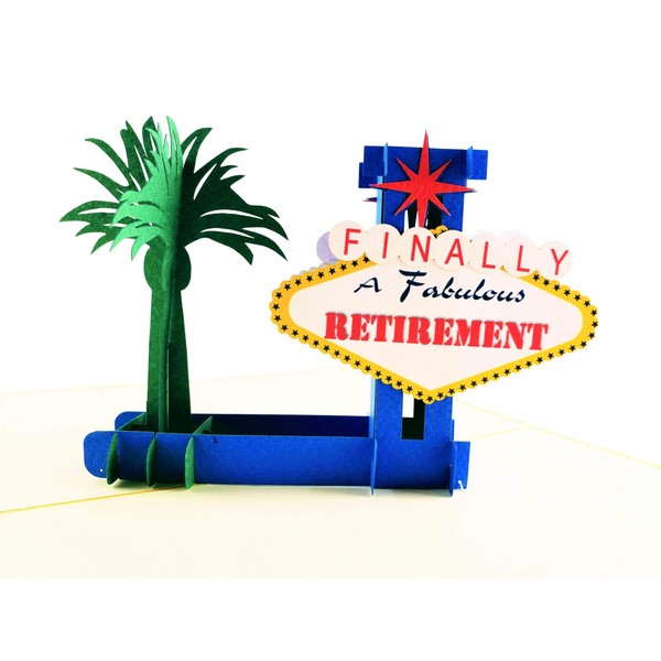 iGifts And Cards Awesome Happy Retirement Las Vegas 3D Pop Up Greeting Card – Miss You, Farewell, Retire, Special, Best Wishes, Fun, Unique, Funny, Good Bye