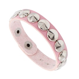 Tosmifairy 3PCS Mens PU Leather Bracelets Set Studded Wrap Wrist Cuffs Punk Rock Y2K Emo Wide Wristband Accessories for Women (Pink)
