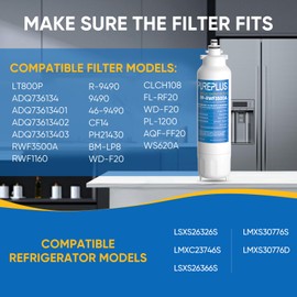 PUREPLUS Replacement for ADQ73613401, LG® LT800P®, LT800PC, ADQ736134, ADQ73613402, LSXS26326S, LSXS26366S, LMXS30776S, LSXS26366D, LMXC23746S, 46-9490, Refrigerator Water Filter, 4 Pack