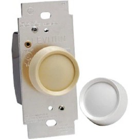 Leviton (3)-Leviton White/Light Almond Universal Push On-Off Rotary Dimmer Switch