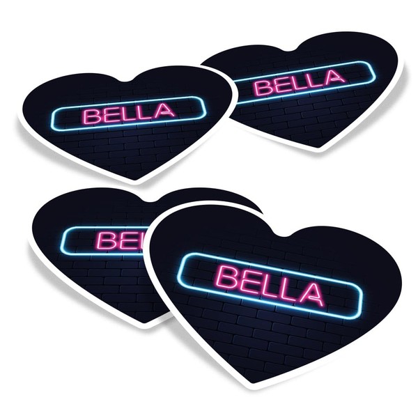 Vinyl Heart Stickers (Set of 4) 10cm - Neon Sign