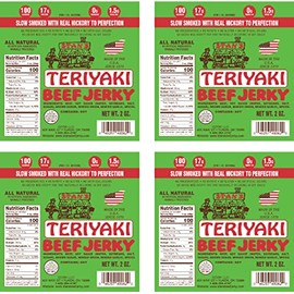 Stan's Beef Jerky Teriyaki 4 Pack | Beef Jerky Bulk| Keto Snack | Gluten Free Snacks | 2oz (4) Pack