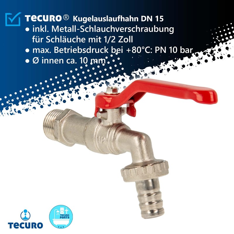 Ball Drain Valve Tap 1/2 Inch Red Handle Nickel-plated Brass