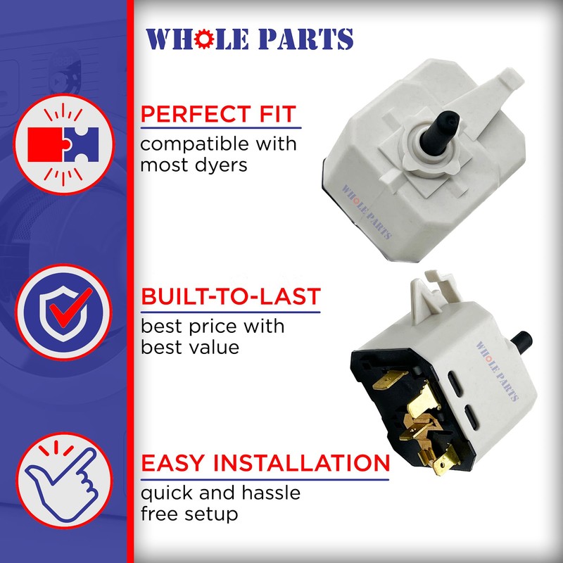 Whole Parts Dryer Start Switch Part# W10446920- Replacement & Compatible