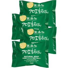 Lifestyle Additive-Free Aloe Raw Soap, 2.8 oz (80 g), Set of 4, Solid Soap, Made in Japan, Sensitive Skin, Hypoallergenic, 100% Vegan Soap, Allergy Tested, Body Soap, Face Wash
