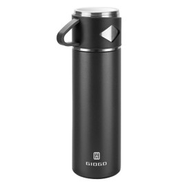 Stainless Steel Thermo 23.7oz Vacuum Insulated Bottle with Cup for Coffee Hot drink and Cold drink water flask.(Black,Single)