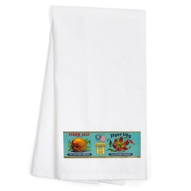 Lantern Press Tiger Lily Peach Label (100% Cotton Tea Towel, Decorative Hand Towel, Kitchen and Home)