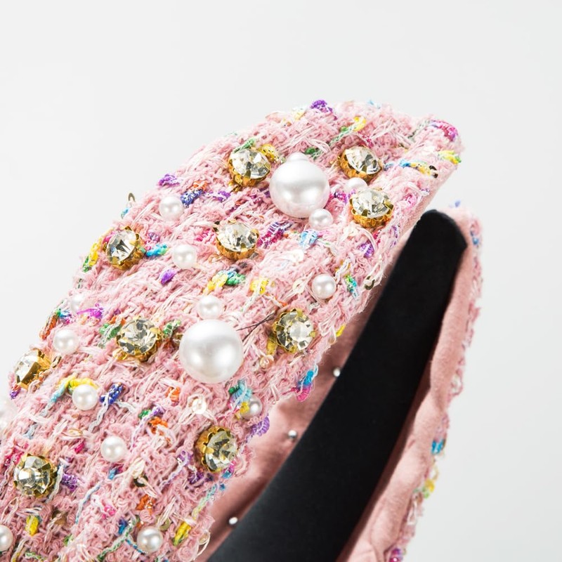 Pearl and Rhinestone Headband (Pink)