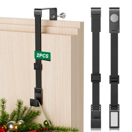 yVicv Wreath Hangers for Front Door, Door Wreath Garland Hook Metal Wreath Holder, Outdoor and Indoor, 2PCS Over Door Hanger for Wedding & Christmas Decoration (Black)