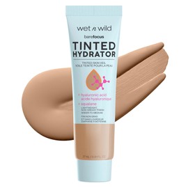 wet n wild Bare Focus Tinted Hydrator Tinted Skin Veil, Lightweight Buildable Coverage with Hyaluronic Acid & Vegan Squalane, Semi-Matte Finish, Cruelty-Free - Medium Tan