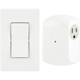 GE Wireless Remote Wall Switch Light Control, No Wiring Needed, 1 Grounded Outlet, Off White Paddle, Plug-in, Up to 100ft Range, Ideal for Indoor Lamps, Small Appliances, and Seasonal Lighting, 18279