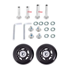 Byaning 2 Sets Luggage Suitcase Wheels Replacement,60/64/68/70/75/78mm Inline Outdoor Skate Replacement Wheels,Rubber Swivel Caster Wheels Repair Kits (OD:78 W:24 ID:6 Axles: 35 & 40)