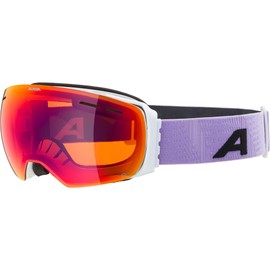 ALPINA GRANBY Q-LITE Mirrored, Contrast-Enhancing Ski Goggles with 100% UV Protection for Adults - White/Purple Matt - One Size