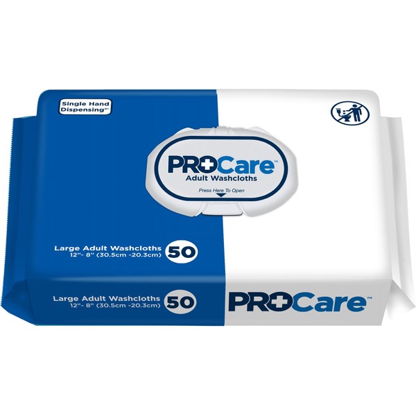 ProCare Adult Washcloth, 12" x 8", Soft Pack (Pack of 50)
