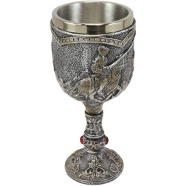 Medieval Castle Jostling Knights On Horse King's Tournament Wine Goblet Chalice