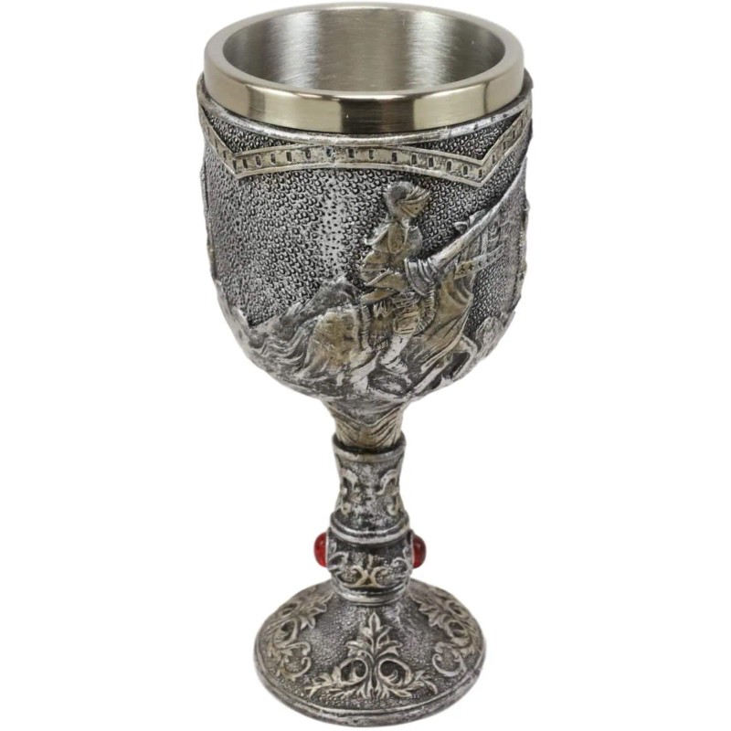 Medieval Castle Jostling Knights On Horse King's Tournament Wine Goblet