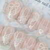Pearl Ribbon Handmade Nail Tips - Stiletto M / 진주