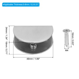 PATIKIL Glasregalhalterungen, Edelstahlklemmen Clip-Halterung mit Schrauben für 7/16"-1/2" Glasregale Wandmontage, 4er Pack