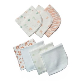 HAFY BABY 7-Pack Baby Washcloths – 100% Cotton Knit Soft Face Towels, 5 Patterned + 2 Solid, 20x20 cm Reusable Newborn Burp Cloths, Gift Box for Boys and Girls
