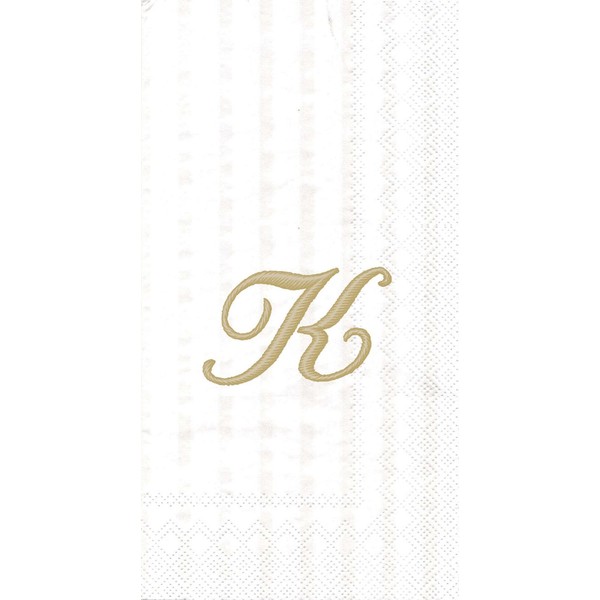 Ideal Home Range 3-Ply Paper Monogram Guest Towel, White/Gold (Pack