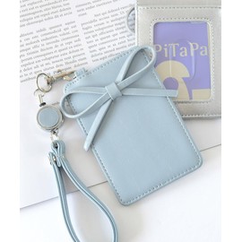Alto Rose Pass Case, Commuter Passcase, With Strap, Reel Included, IC Card, Women's, Stylish, Thin, Simple, Plain, Ribbon, Ballet Core, One Color, blue
