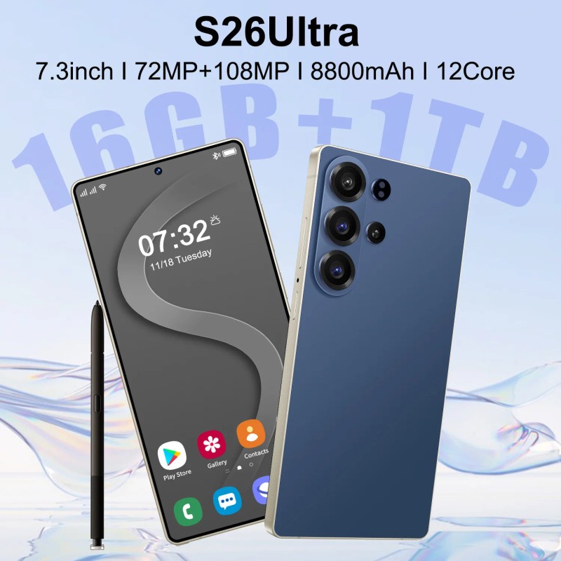 Original S26Ultra 16+1TB 7.3-inch HD Smart Mobile Phone 2026 New