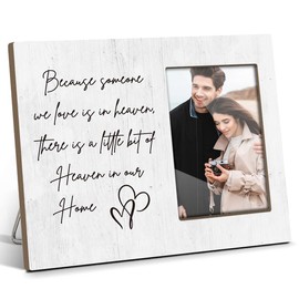 TRKAE Memorial Picture Frame, Because Someone We Love is in Heaven, Sympathy Gifts Bereavement Gifts for Loss Of Loved One, 4x6 Wooden Photo Frame For Wall Tabletop Display /044