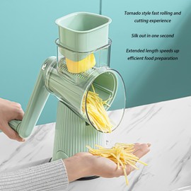 Kitchen Artifact 5 In 1 Food Chopper, Preservea Grater, Lesaffaires Grater, Namohouse Grader, 5 In 1 Rotary Grater, Gourmet Cheese Grater, 5 In One Rotary Cheese Grater (Green)