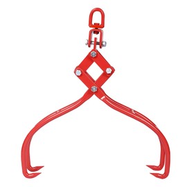 LOPOO 4 Claw Timber Log Lifting Logging Tongs Grabber Tong 28" Opening, Secure Grip, Durable Carbon Steel, Red