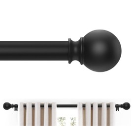 JRZOO Black Curtain Rods 28 to 48 Inches(2.3-4 Feet),5/8 inch Splicing Drapery Rods,Small Curtain Rods Set,Size: 18'-45',Matte Black
