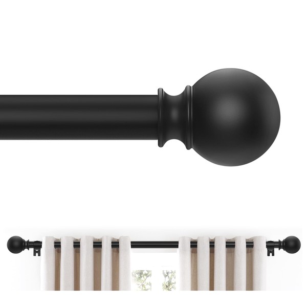 JRZOO Black Curtain Rods 28 to 48 Inches(2.3-4 Feet),5/8 inch