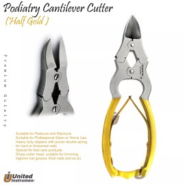 Medentra CANTILEVER Heavy Duty Cutter Toenail Trimmer Foot Thick Nail Clipper Gold Handle