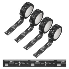 PATIKIL 132ft Road Tape, Play Tape Car Track Tape Traffic Washi Tape Highway Train for DIY Craft Art Journal Scrapbook Planner Style 8, Black