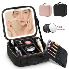 Travel Cosmetic Bag with LED Lighting Cosmetic Bag With Mirror 3 Color Set Cosmetic Cosmetic Case Rechargeable Accessory Box Rechargeable, rror 3 Color Set Cosmetic Cosmetic Case Rechargeable Accessory Box Rechargeable:_pink