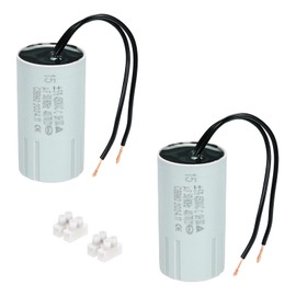 PATIKIL CBB60 15uF Running Capacitors, AC 450V 2 Wires 50/60Hz Cylinder 69x35mm for Water Pumps, Washing Machines Motor Start,2Set