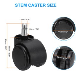 PATIKIL Office Chair Wheels 2 Inch, Replacement Desk Caster Wheels 7/16" x 7/8" Smooth Quite Rolling Stem Wheels 110 Lbs Per Wheel for Work Chair Gaming Chair, Black