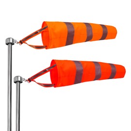 2Pcs Hanging Reflective Windsock Flags for Outside Rip Stop Airport Windsocks Measurement Sock Bag Orange Wind Socks Outdoor Heavy Duty 24in Wind Direction Indicators for Yard (A)