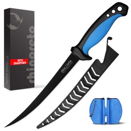 Rhinoreto Fillet Knife for Fish, Razor Sharp Flexible German Stainless Steel Blade 5-9 inch, Professional Knives for Filleting and Boning, with Non-Slip Handle, Protective Sheath and Sharpener set