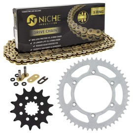NICHE Drive Sprocket Chain Combo for Yamaha WR450F Front 14 Rear 49 Tooth 520V-X X-Ring 114 Links