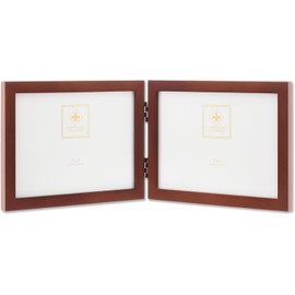 Lawrence Frames Hinged Double (Horizontal) Walnut Wood Picture Frame, Gallery Collection, 5 by 7-Inch