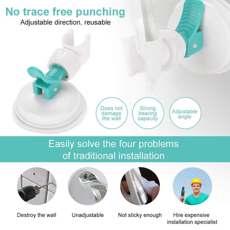 Adjustable Wall Attachable Shower Head Holder - Strong Suction Cup