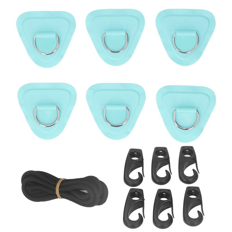 6Pcs PVC D Ring Patch Elastic Rope Set Stainless Steel