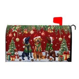 Christmas Dog Tree Mailbox Covers Magnetic Winter Xmas Snowman Mailbox Cover Standard Size 21 x 18 Inch Winter Holiday Mail Box Wraps for Farmhouse Garden Yard Decor