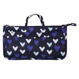 BTSKY Printing Handbag Organizers Inside Purse Insert - High Capacity 13 Pockets Bag Tote Organizer with Handle (Blue Heart)