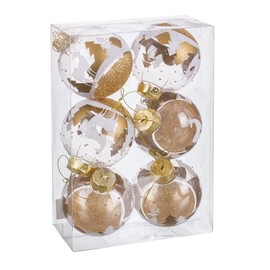 BigBuy Christmas Christmas Baubles Gold Plastic 8 cm (Pack of 6)