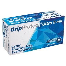 GripProtect Ultra 8 Mil Latex Exam Gloves, Heavy Duty, Medical, Automotive, Industrial, Janitorialt (Small 100)