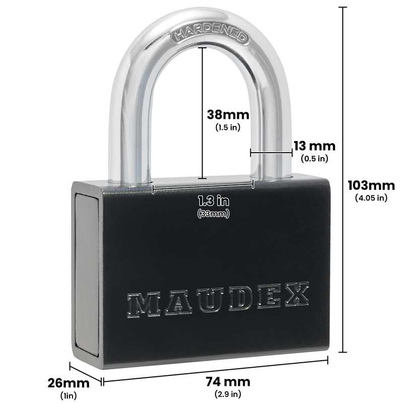 Maudex® PDK73 Heavy Duty Padlock with 5 Keys - 13mm