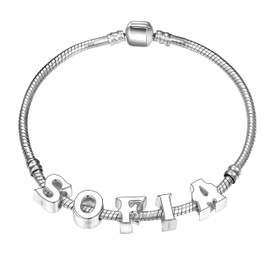'Andante-Stones 925 Sterling Silver Charm Alphabet F Charm Bead/Charm for European Beads Wrist Band/Bracelet Includes Organza Pouch