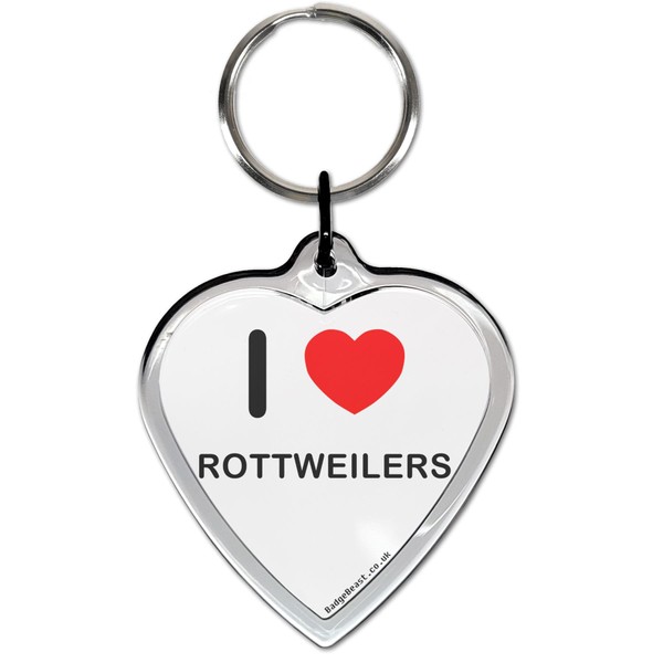 I Love Heart Rottweilers Small Heart Shaped Key Ring