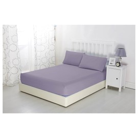 Sonia Moer Super Soft Brushed Microfibre Fitted Sheet - Non Iron Breathable Hypoallergenic Bottom Sheet with Strong Elastic Hem- Double/Lavender